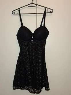 Clearance No Label Black lace see through mini slip dress
