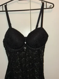 Clearance No Label Black lace see through mini slip dress