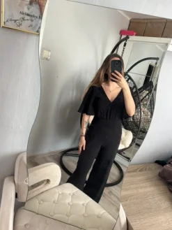 Discount H&M Czarny długi efektowny kombinezon z wycięciem V wow efekt impreza wesele