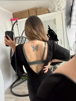 Discount H&M Czarny długi efektowny kombinezon z wycięciem V wow efekt impreza wesele