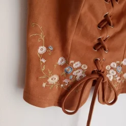 Outlet Shein Gorset miękki haftowany w kwiaty M cowboy