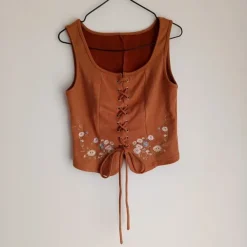 Outlet Shein Gorset miękki haftowany w kwiaty M cowboy