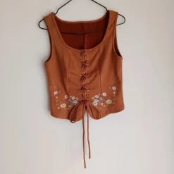 Outlet Shein Gorset miękki haftowany w kwiaty M cowboy