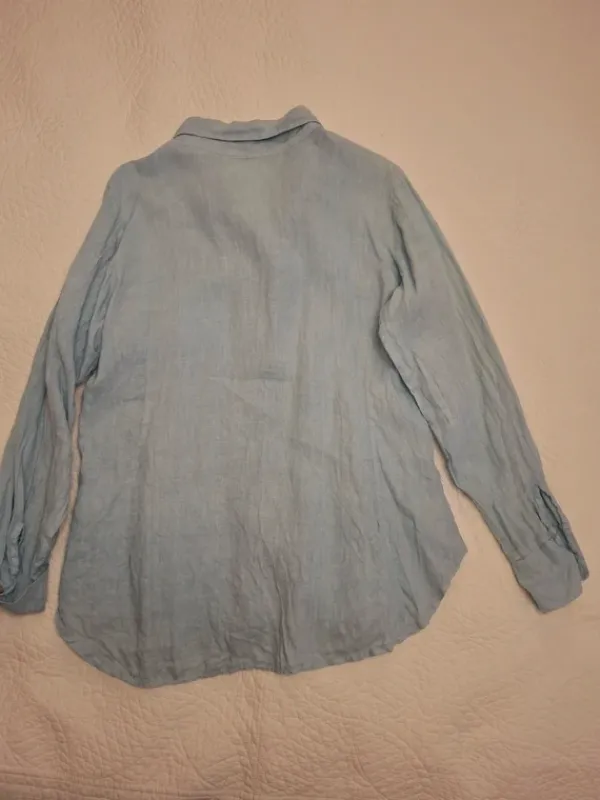 Hot Ihana 100% pellavaa oleva vaaleansininen kauluspaita