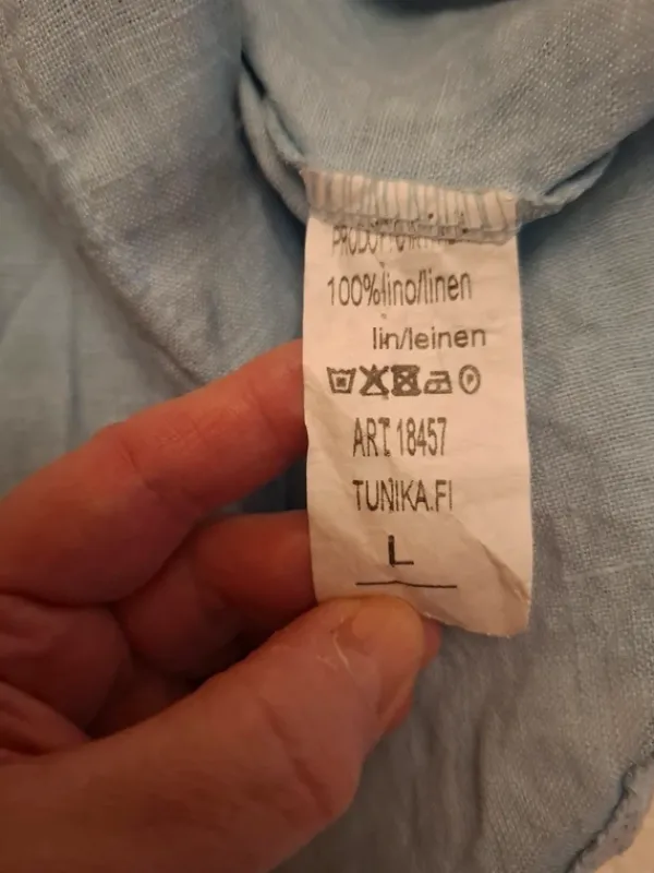 Hot Ihana 100% pellavaa oleva vaaleansininen kauluspaita