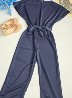 Hot Kombinezon długi L z krótkim rękawem poliester wiązany paskiem w pasie