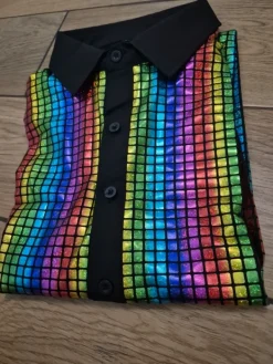 Disco Koszula strój multikolor lata 80 90 PRL połysk L