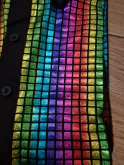 Disco Koszula strój multikolor lata 80 90 PRL połysk L