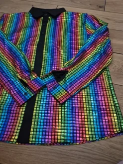 Disco Koszula strój multikolor lata 80 90 PRL połysk L