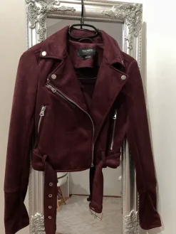 Best Pull & Bear Krótka ramoneska z paskiem zamszowa