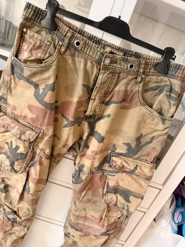 Loose fit cargo byxa herr - camo, strl XL, herrbyxor