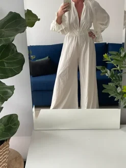 New Śmietankowy szerokie nogawki kombinezon PLT rozm L