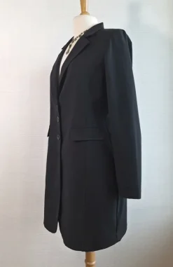 New &Co Woman Musta pitkä paitajakku bleiseri paita jakku pitkähihainen joustava