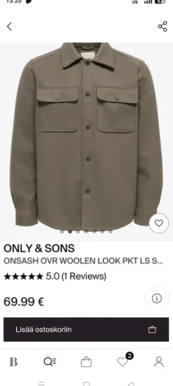 Clearance ONLY & SONS Only&Sons overshirt/paitatakki