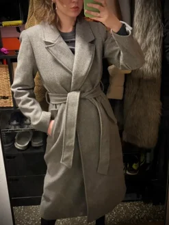 Online Płaszcz szary S Reserved wiązany