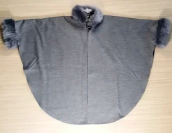 Outlet poncho with a faux fur trim on the hood and cuffs.