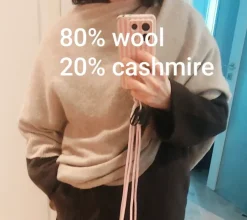 Online H&M Ponczo peleryna szal beżowy wełniany z kaszmirem premium trend edition