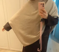 Online H&M Ponczo peleryna szal beżowy wełniany z kaszmirem premium trend edition