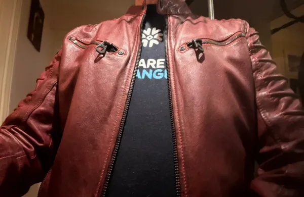 Online Gipsy Red leather jacket vintage style but modern