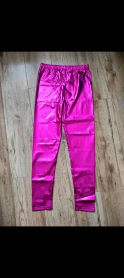 Sale Różowe metaliczne leginsy na zabawę karnawal lata 80