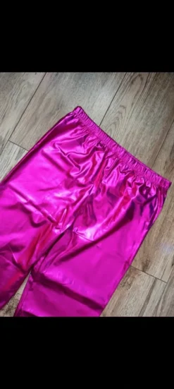 Sale Różowe metaliczne leginsy na zabawę karnawal lata 80