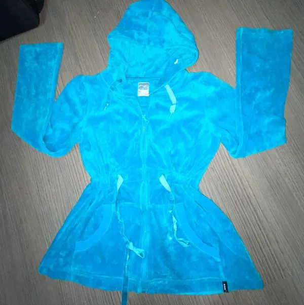 Sale Turkoosi solmittava velour huppari