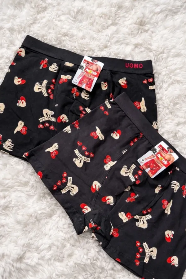 Outlet Walentynkowe bokserki męskie, bawełniane - 2 pary